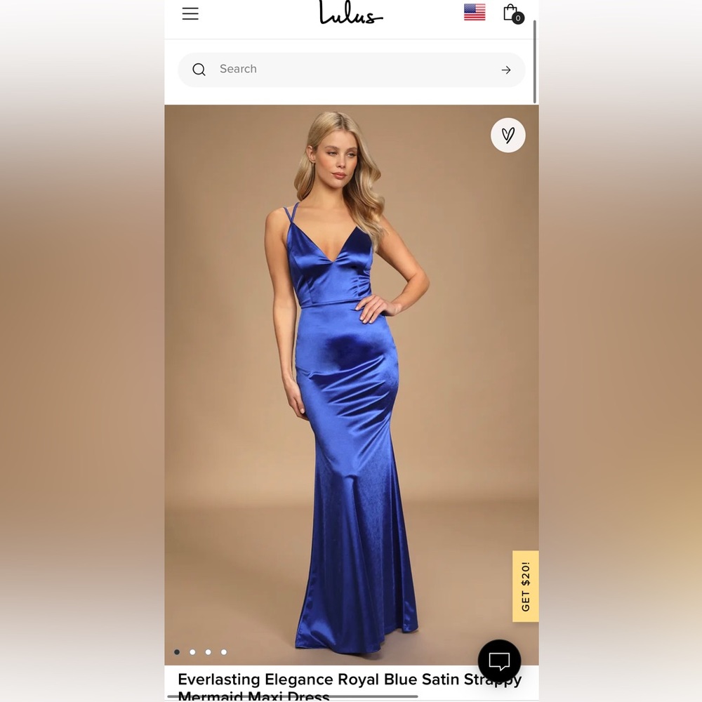 Lulu’s Everlasting Elegance Royal Blue Satin Strappy Mermaid Maxi Dress